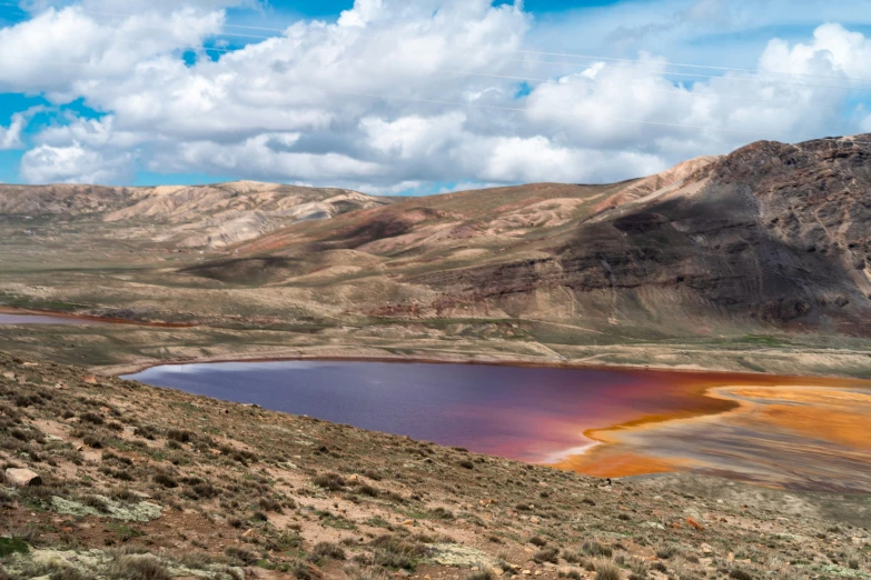 mountains are in the background with bright colored lakes