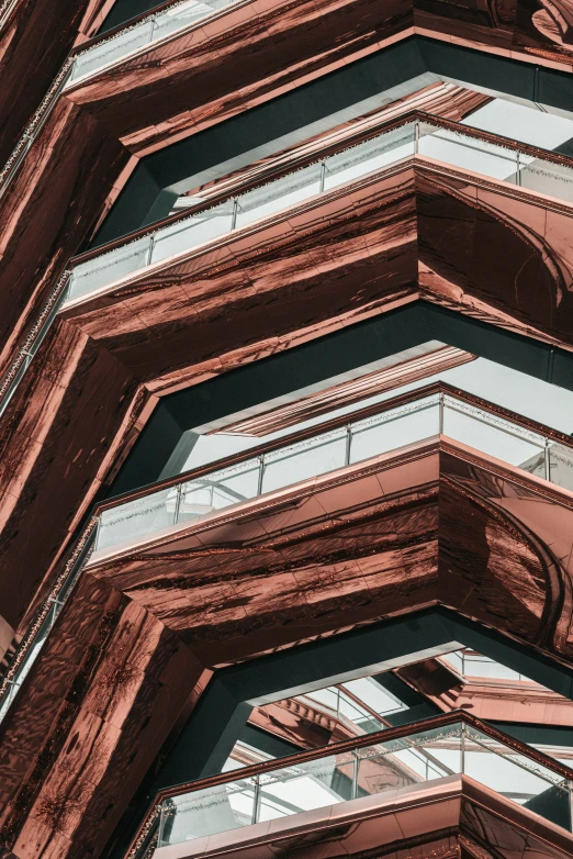 an angled view of a building in red