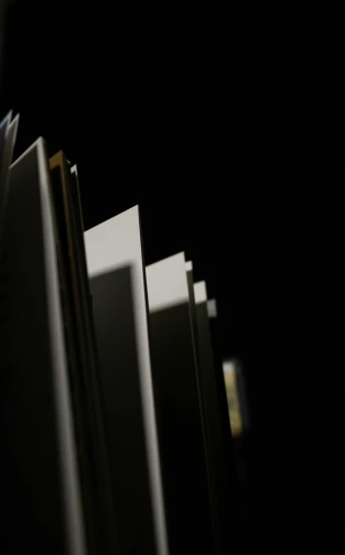 books lined up in a row against a black background