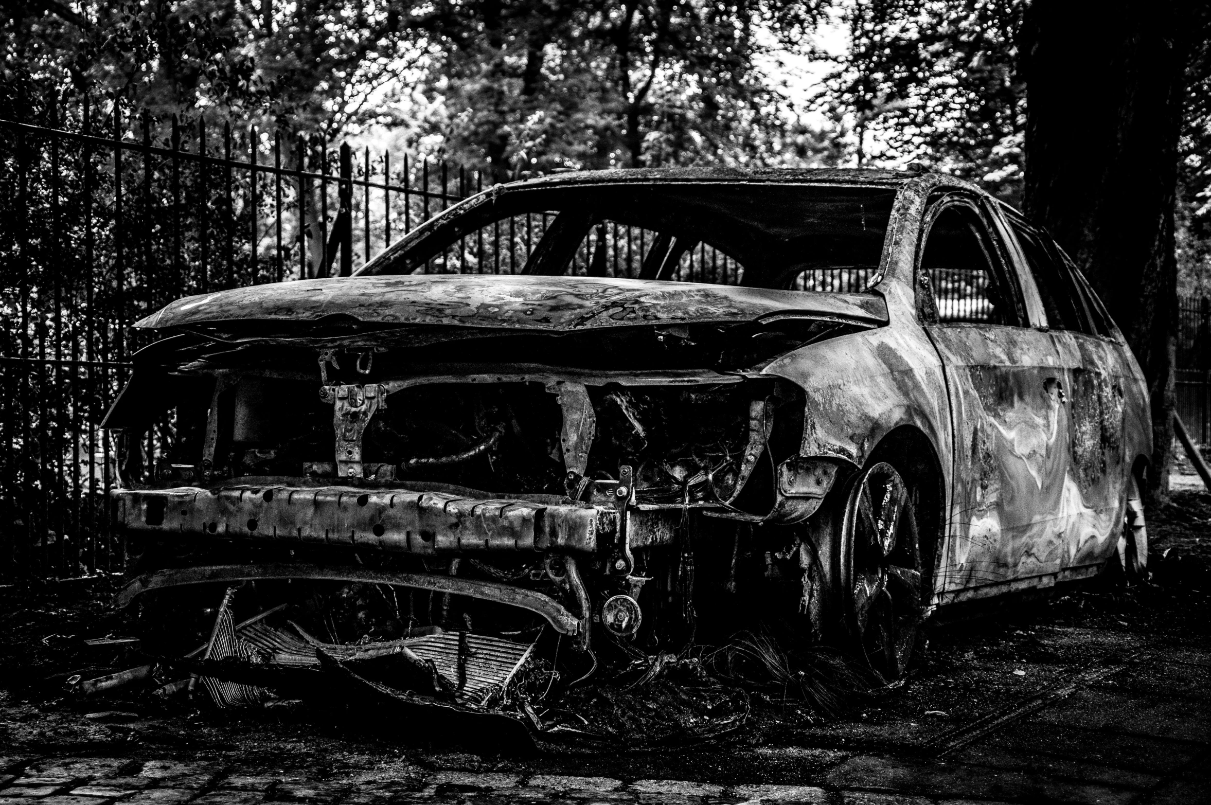 old and rusty car in the junkyard