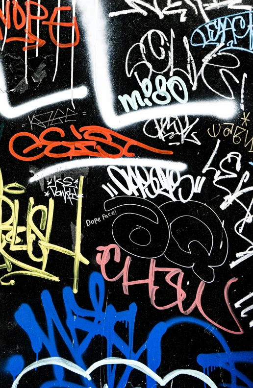 a black background with lots of graffiti writing