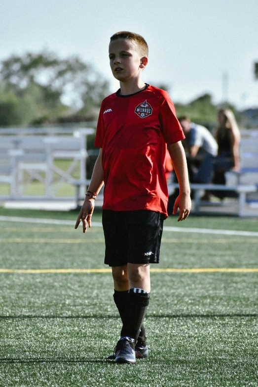 a  in a soccer uniform on a field