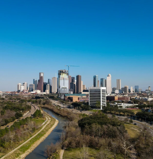 a scenic view of a very tall city