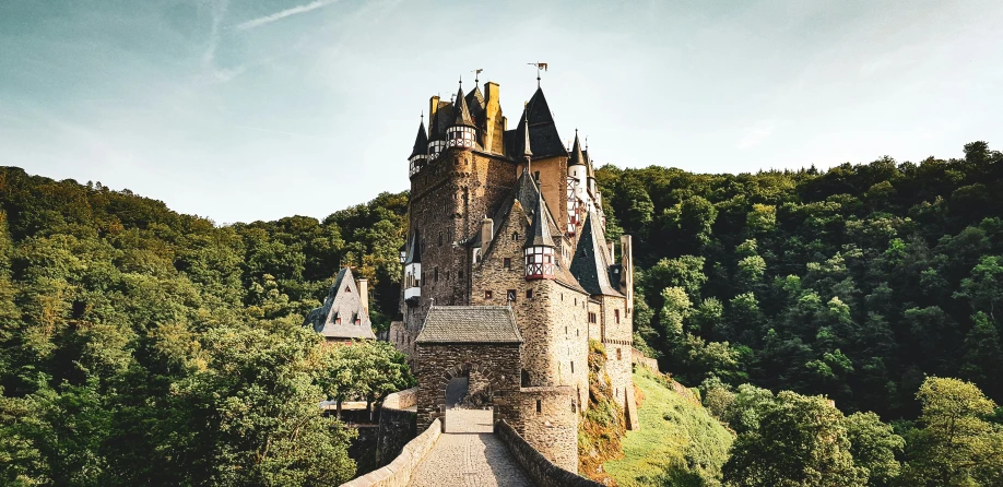 the view of an old castle through a window