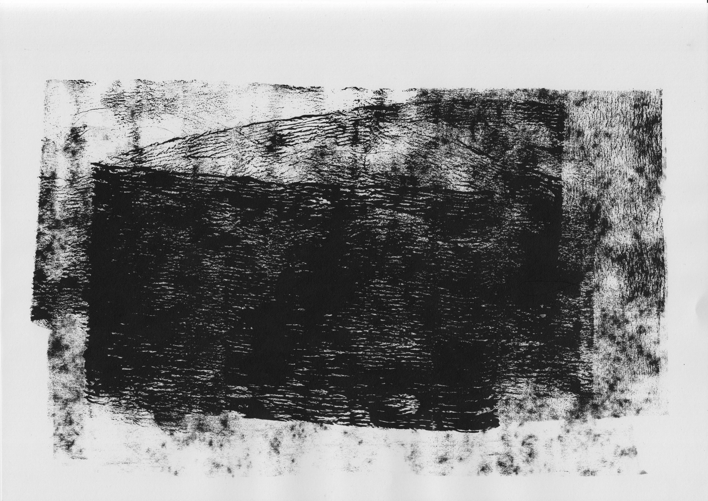 a black and white ink painting of white paint with gray stripes