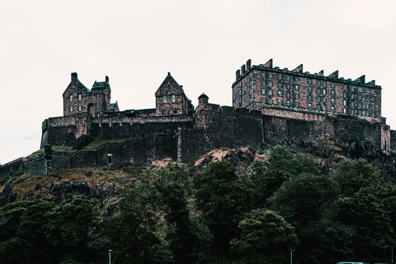 the view of a castle from across the field