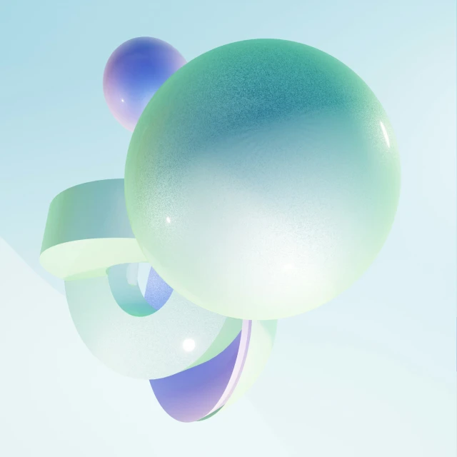 an abstract view of a 3d object with three spheres