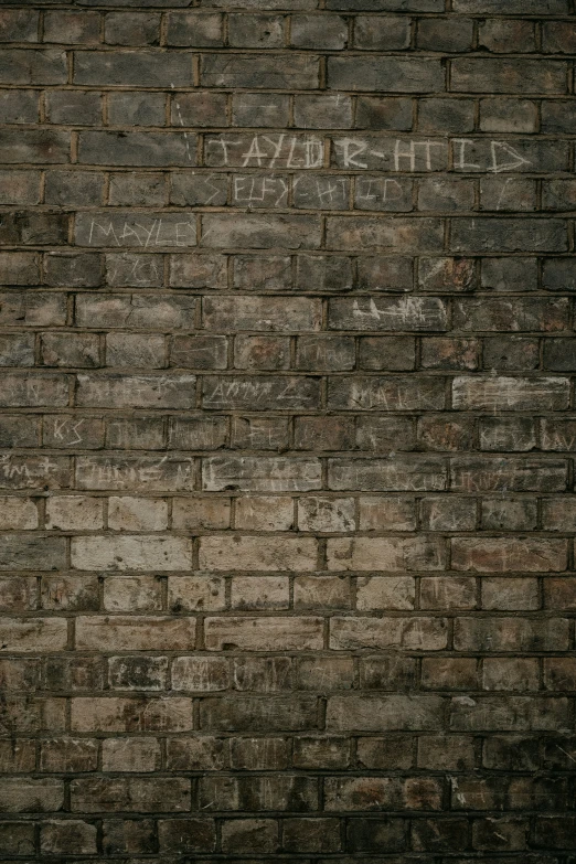 the words are written on a brick wall