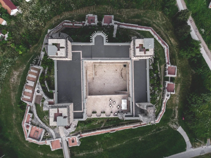 an aerial po of an ancient building