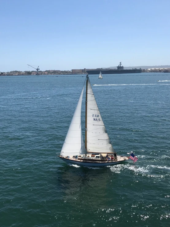 a sail boat on a large body of water