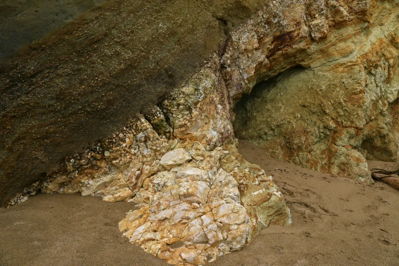 a piece of rock sticking out of the ground