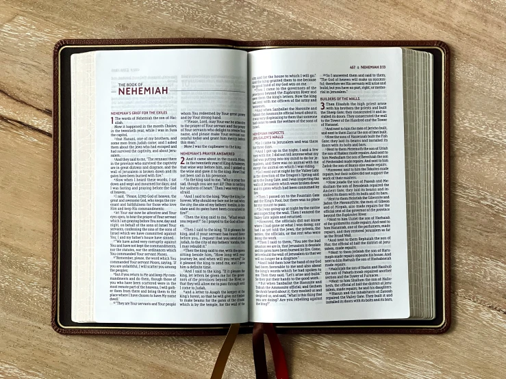 an open book on the table with a ribbon