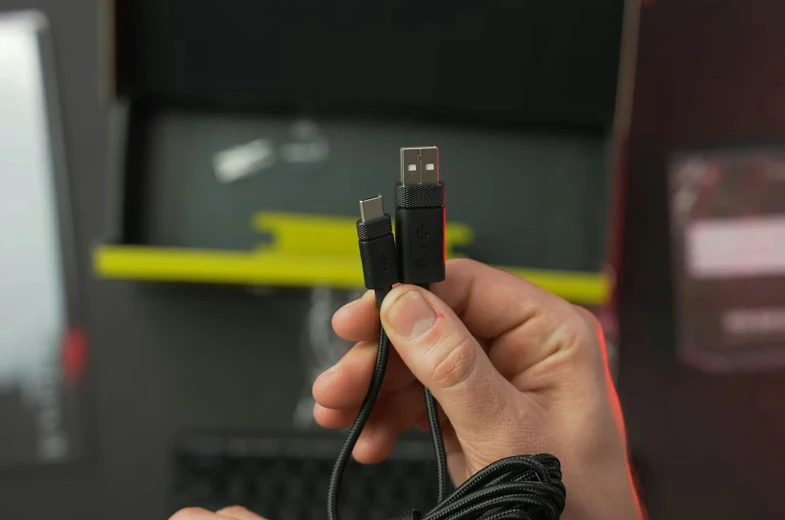 someone holding two types of usb devices together