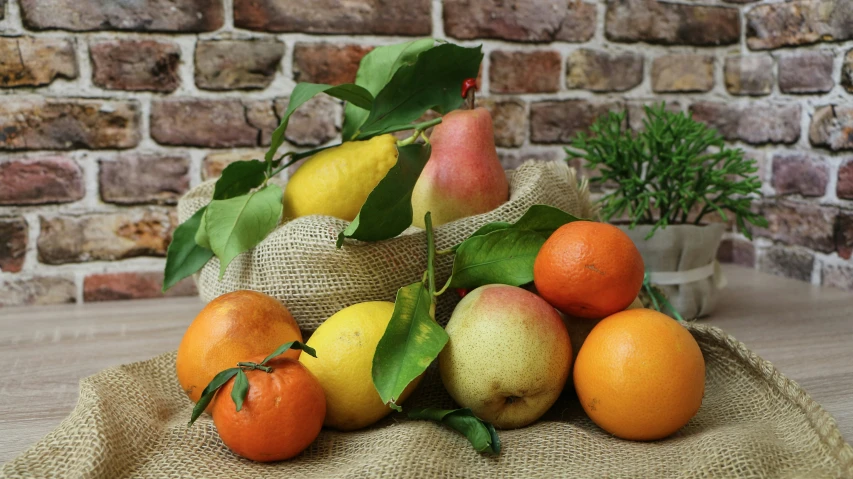 some fruits on a table and some bushes