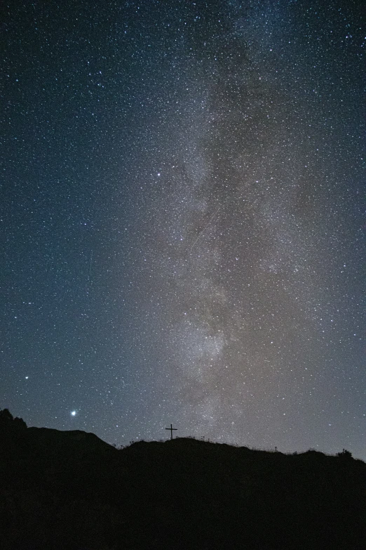 two people sitting under the stars on a clear night