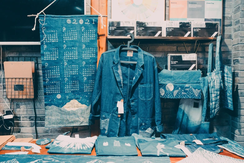 an image of a clothing display on the street