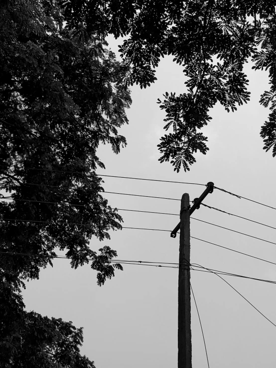 a line in the sky with power lines on top of it