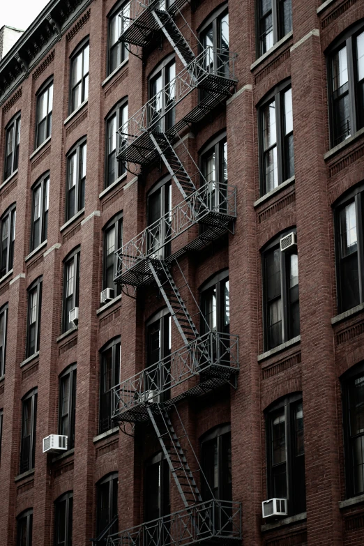 a fire escape near a large building