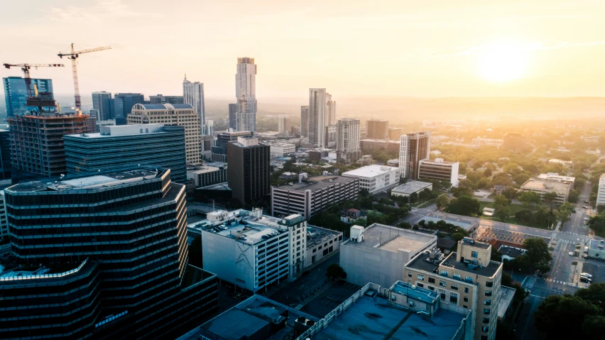 an overview of some buildings in a big city