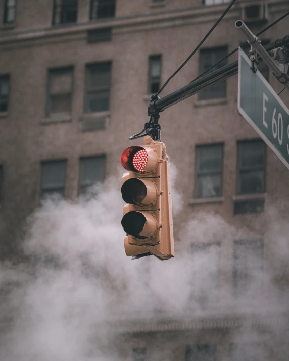 a traffic light sitting next to a street sign