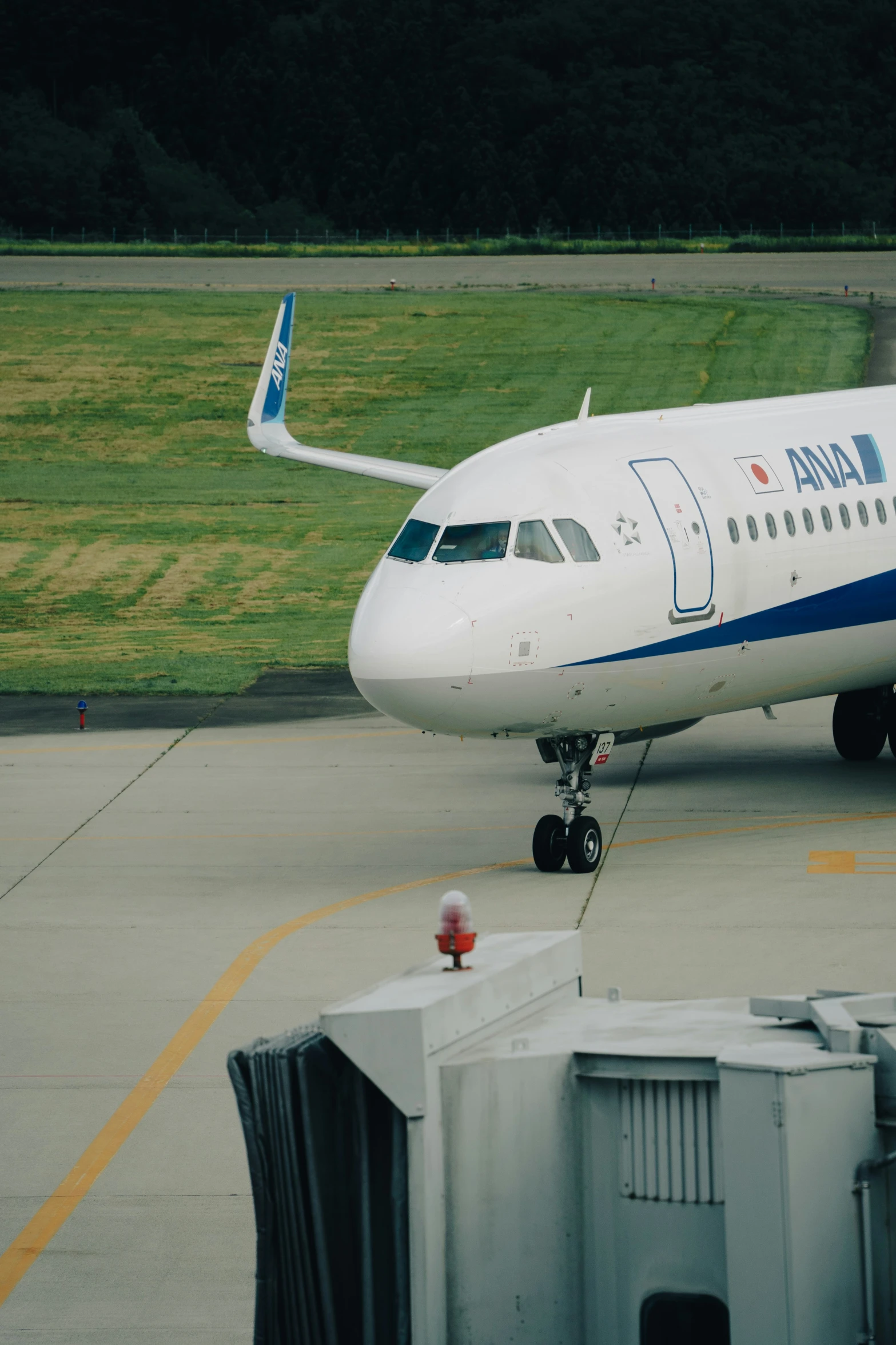 an airplane is at the airport ready to take off