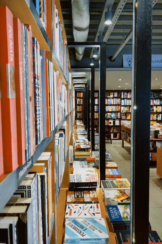 rows of books in a liry with metal and glass doors