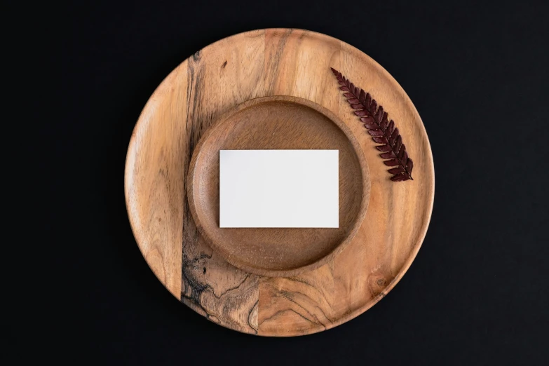 a brown plate sitting on top of a black counter
