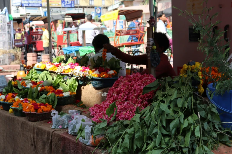 the flowers are for sale at the market