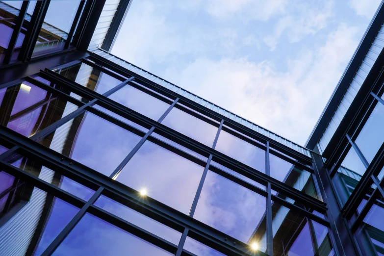 glass windows on a skyscr in the sun