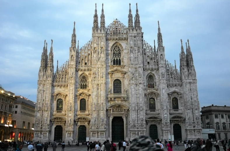 a very ornate building is in the evening