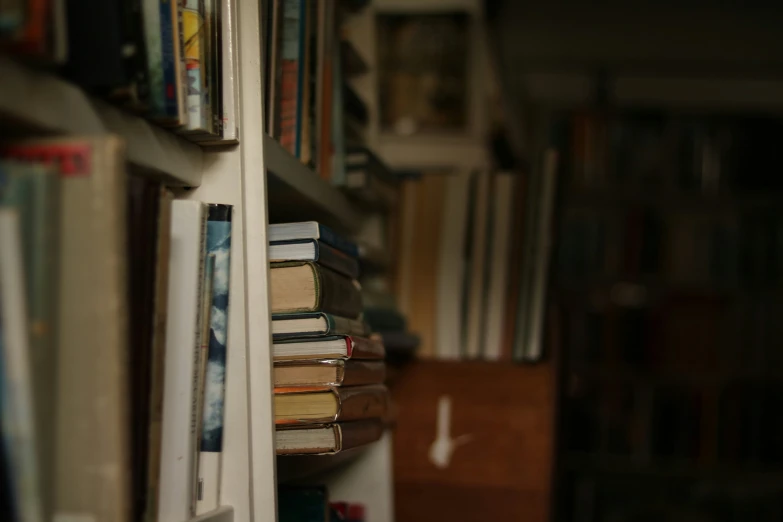 a room filled with books and a wall full of files