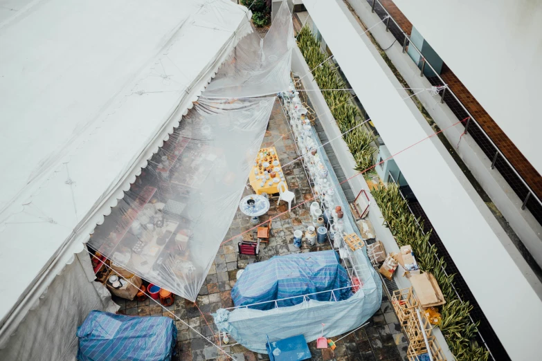 an over head s of a backyard with several things in it