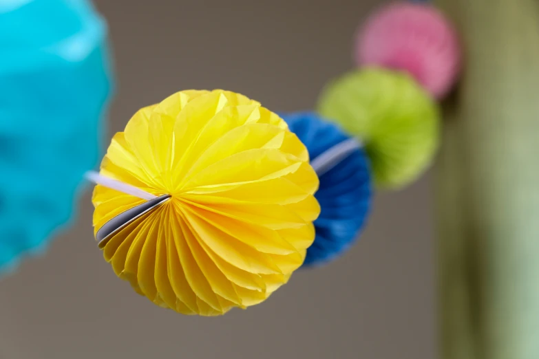 a group of tissue paper flowers next to each other