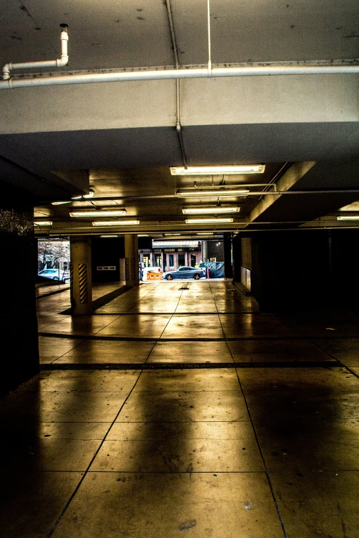 an empty parking garage with no people in it