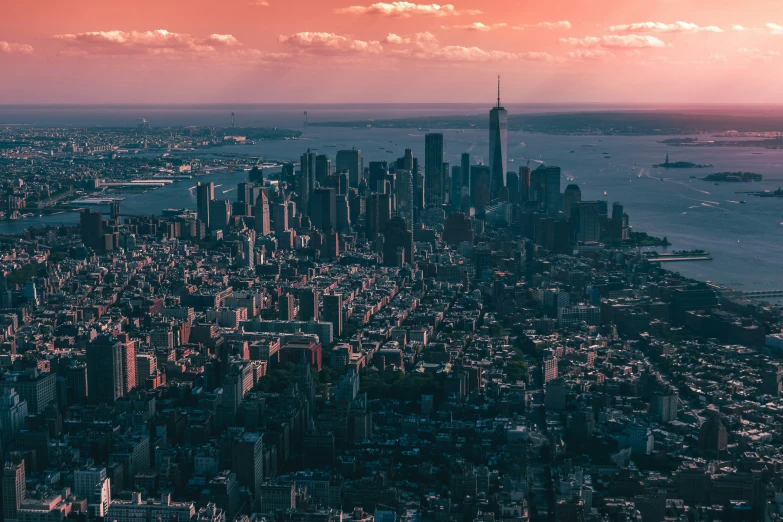 the skyline is surrounded by large, tall buildings