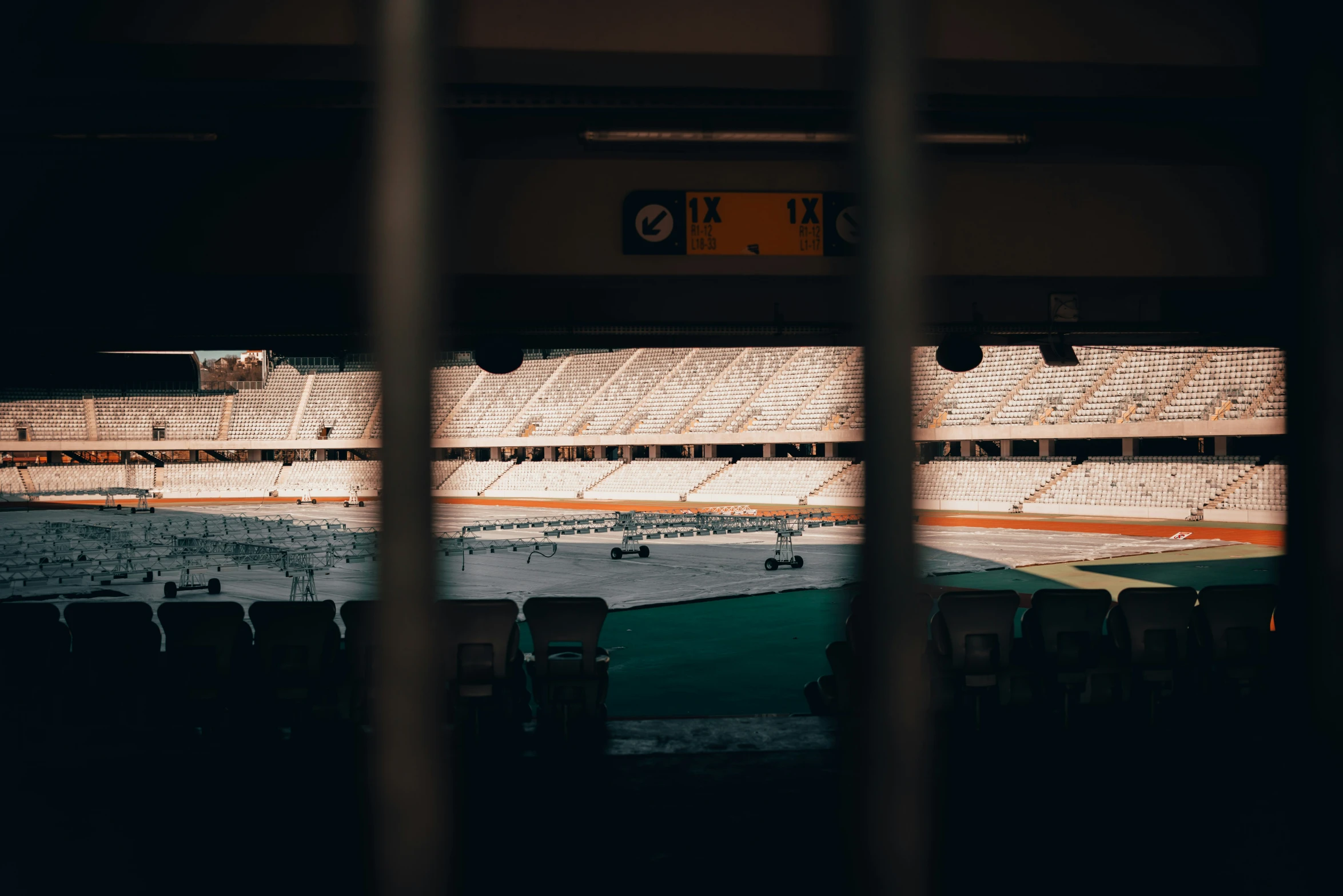 the empty stadium has no spectators for this time of day