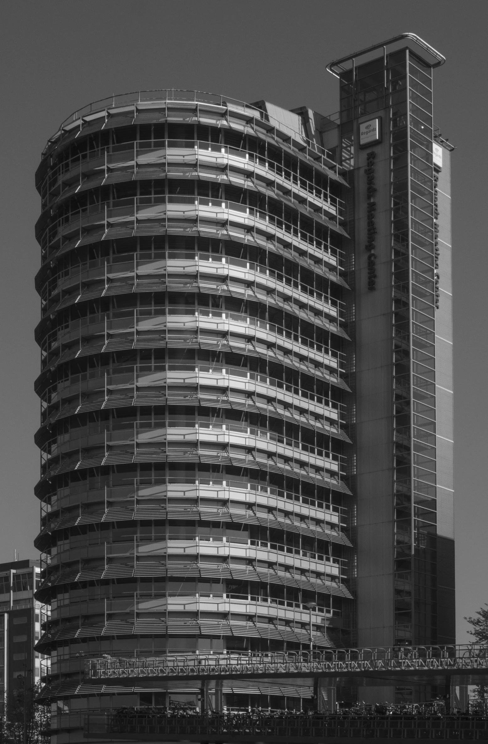 a black and white po of a building in london