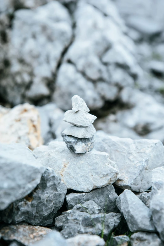 some kind of rock in the middle of a pile of rocks