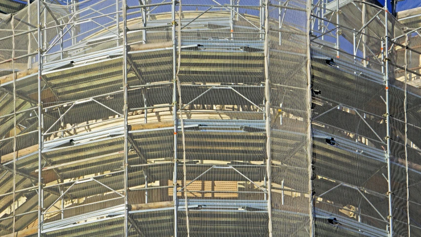 close up of a large building with scaffolding