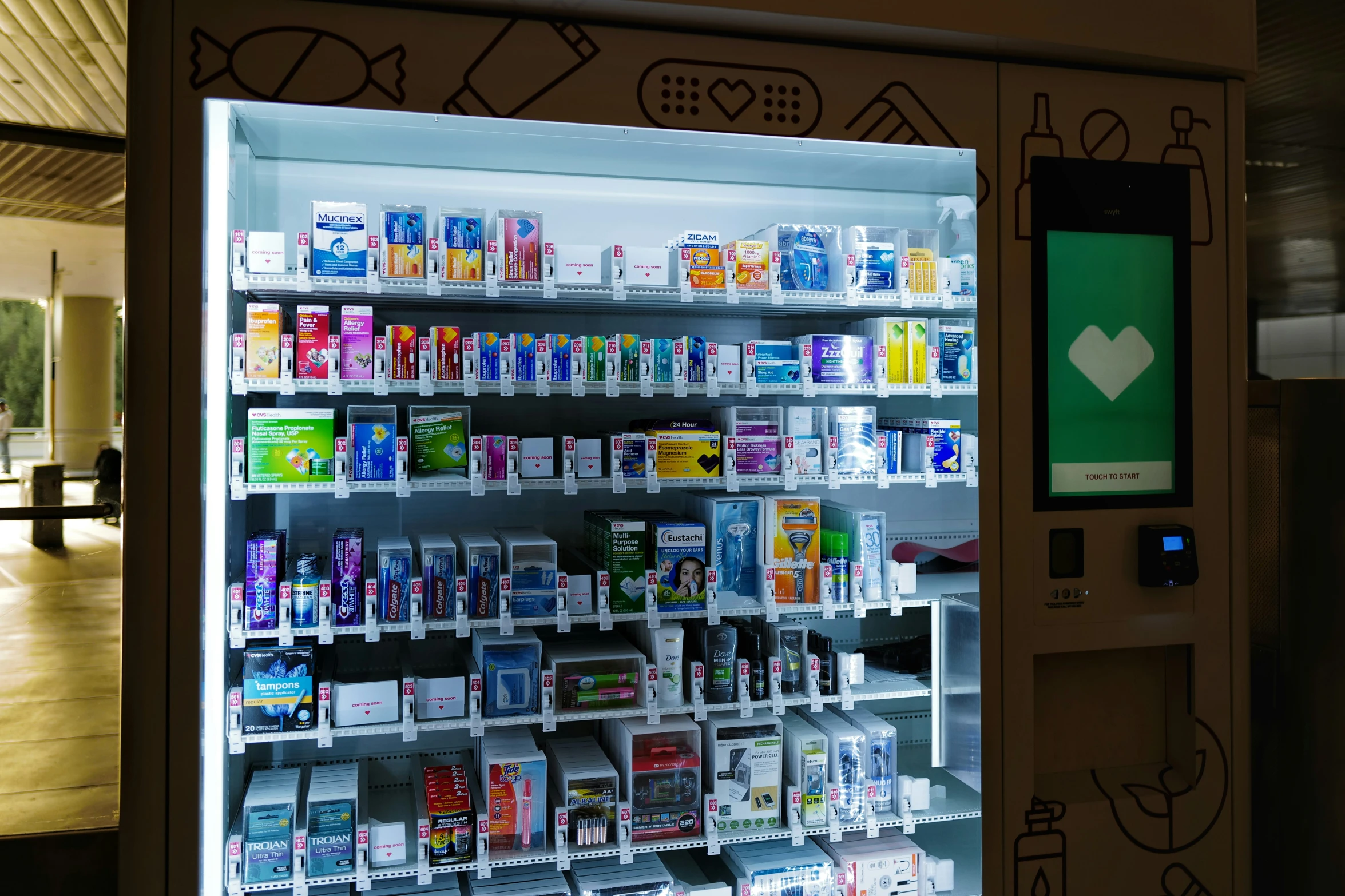 a vending machine with various drinks and snacks