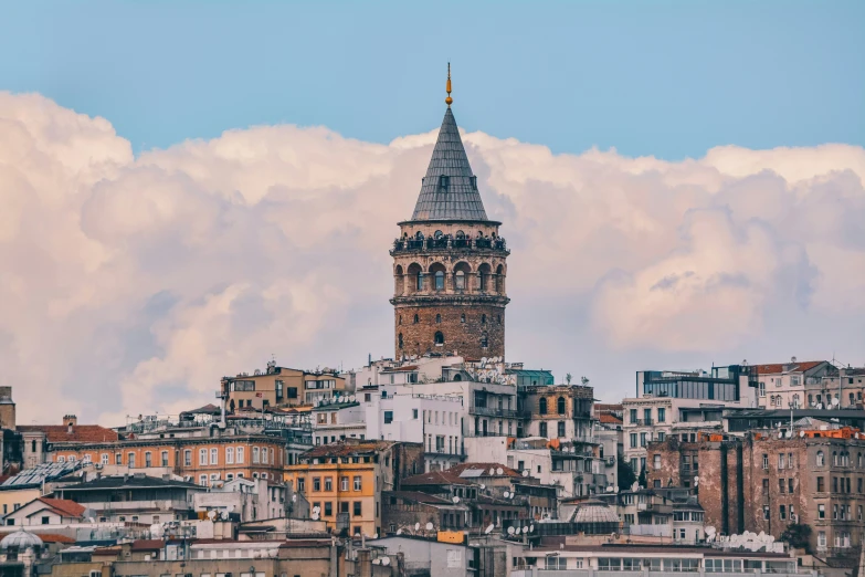 view of city and sky from above with white clouds