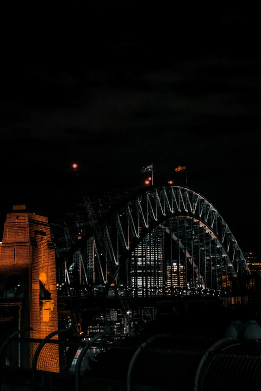 the illuminated sydney bridge during the night time