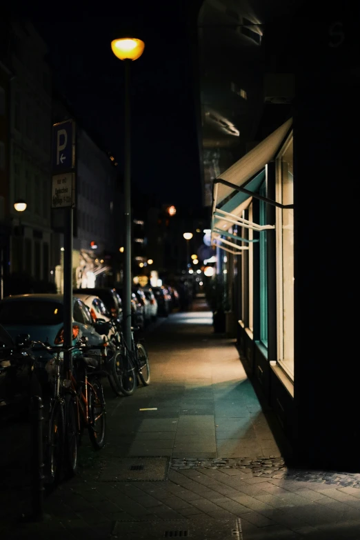 a bike is parked near the side of the building