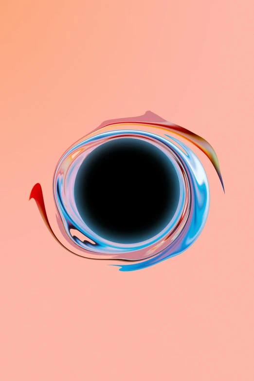 the center of a black hole on pink and blue