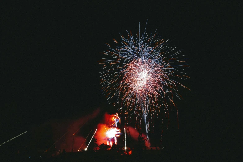 a beautiful fireworks display at night with blur