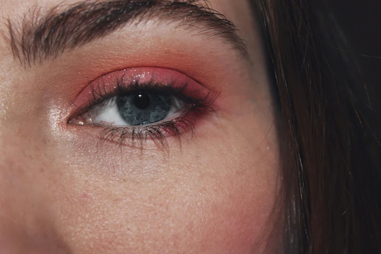 close up of eye looking down, showing the shadow of a persons eye