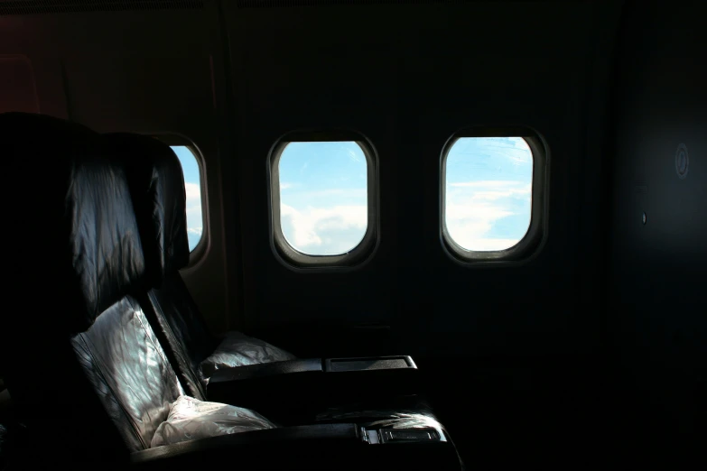 the view from an airplane window in the seat