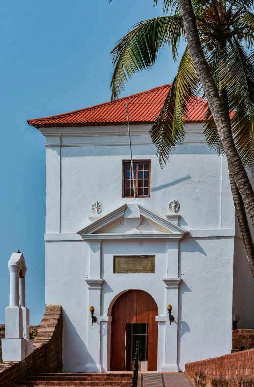 a church sits on the other side of the beach
