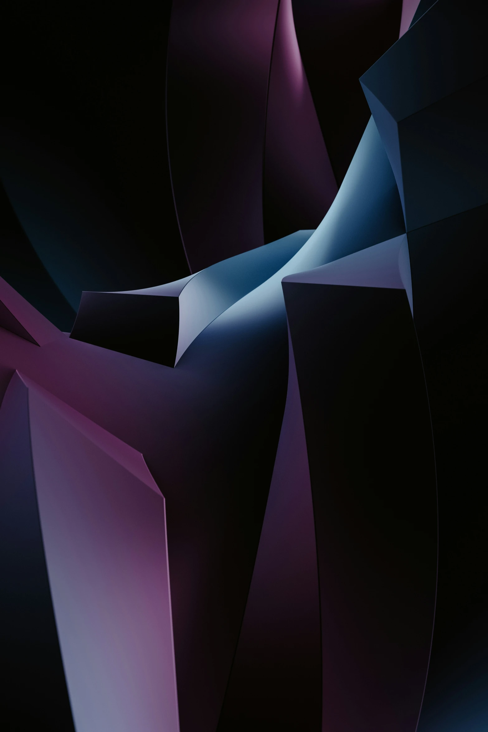 a dark purple background with overlapping shapes