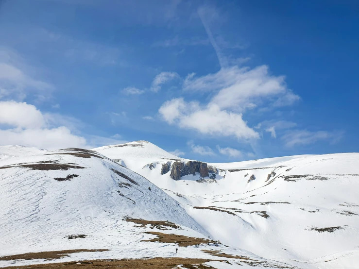 snow capped mountains with mountains in the background